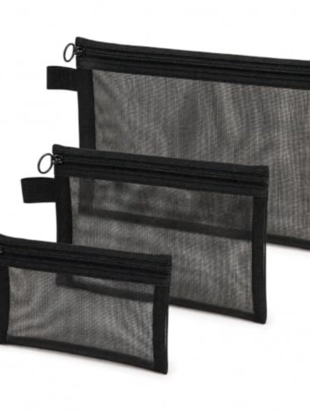 3pc Clear Mesh Toiletry Bag Set Zipper Pouches Travel Cosmetic Organizer
